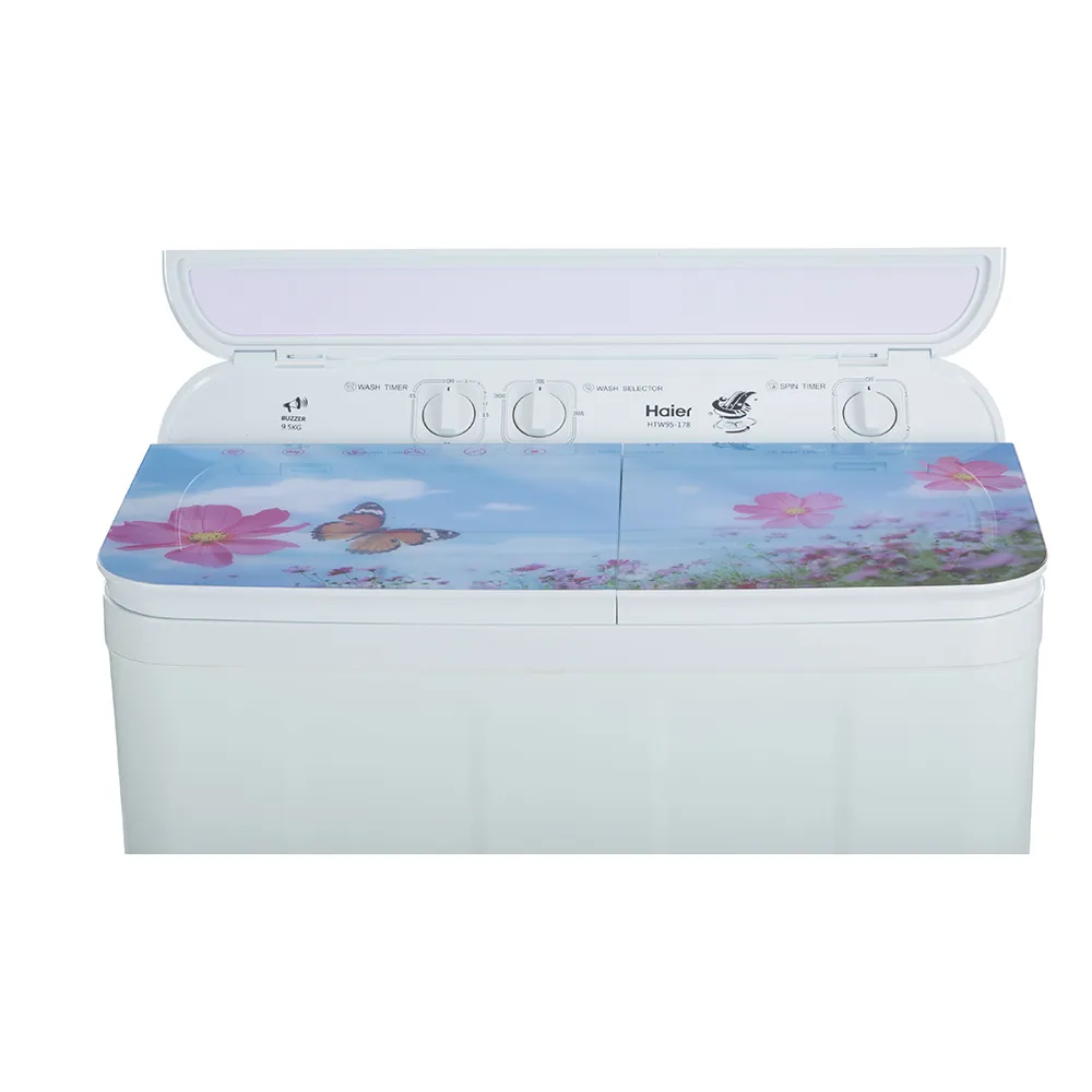 Haier Toughened Glass Lid 9.5 Kg  Semi Automatic Washing Machine HTW95-178